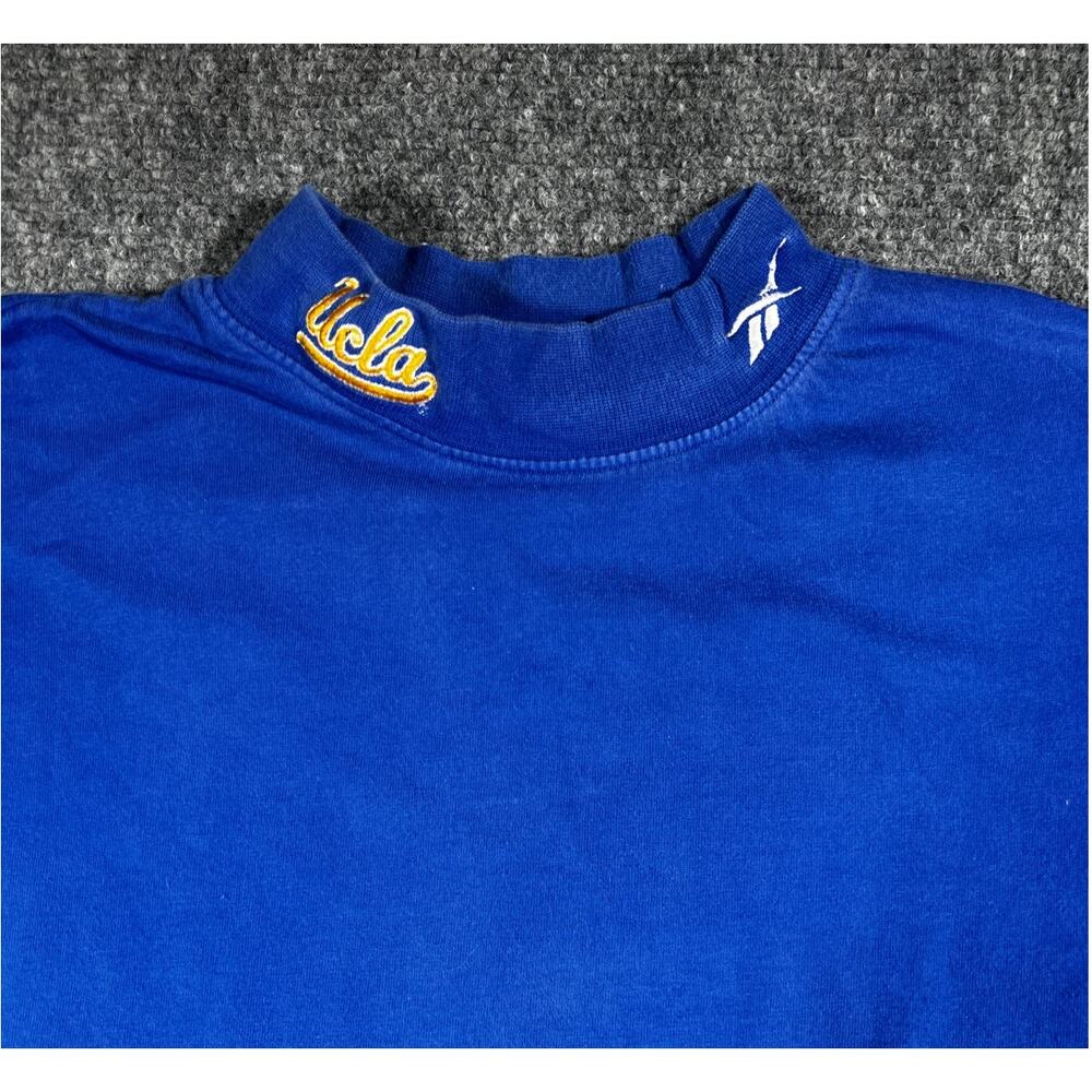 Vintage 90s Reebok UCLA Mock Neck Long Sleeve Shirt Blue Large